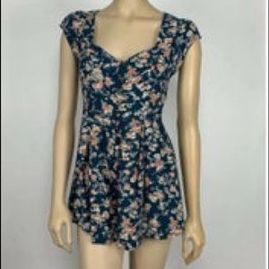 Floral green short sleeve romper | Kimchi Blue